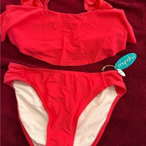 Kids Bright Red Two-Piece Swimsuit by mynch